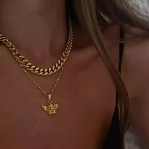 Gold Angel Necklace Choker Set
